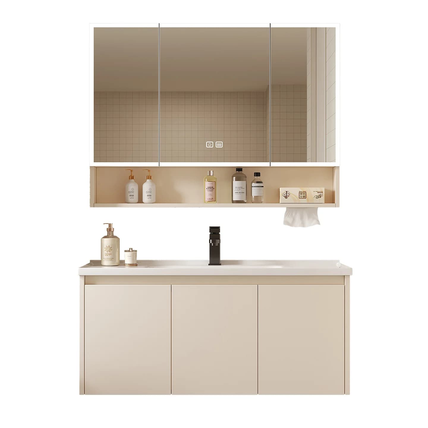Space Aluminum Bathroom Smart Storage Mirror Cabinet Separately Wall-mounted With Beauty Rack Paper Towels Kong Home Mirror Make