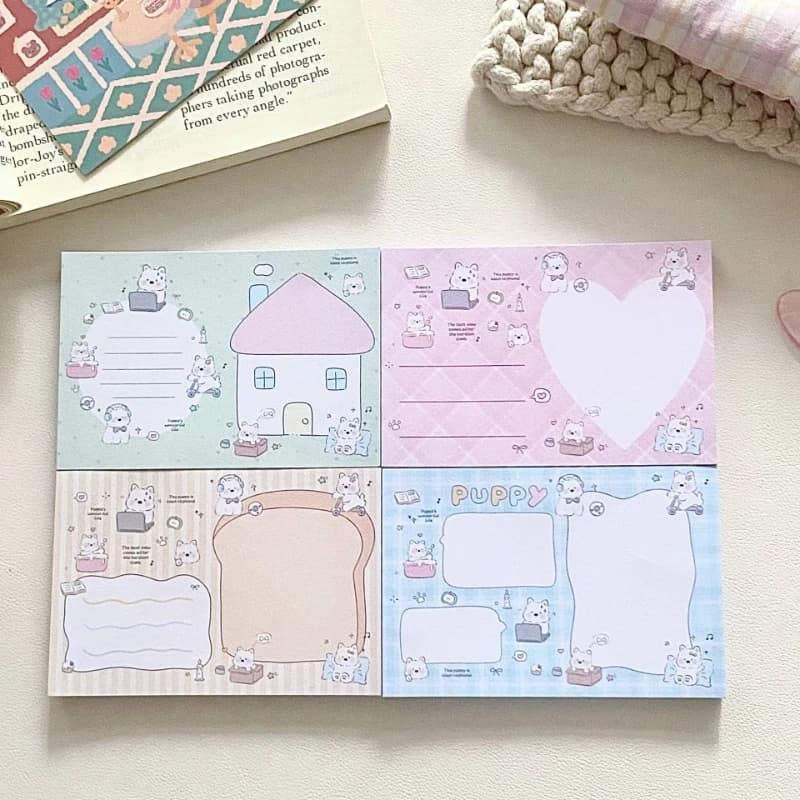Blocco Note Adesivo Creativo Kawaii a Forma di Cagnolino, Blocco Memo per Studenti con Messaggi, Stile Ins di Tendenza