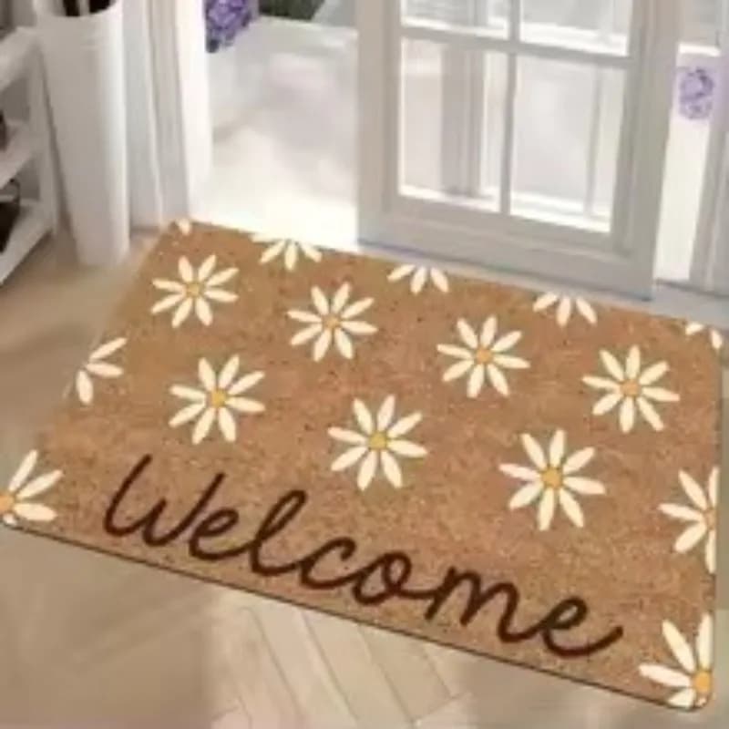 Il tappetino di benvenuto Daisy imita il tappetino per porta d'ingresso con palmo di cocco, tappetino per porta d'ingresso, tappetino per cucina d'ingresso