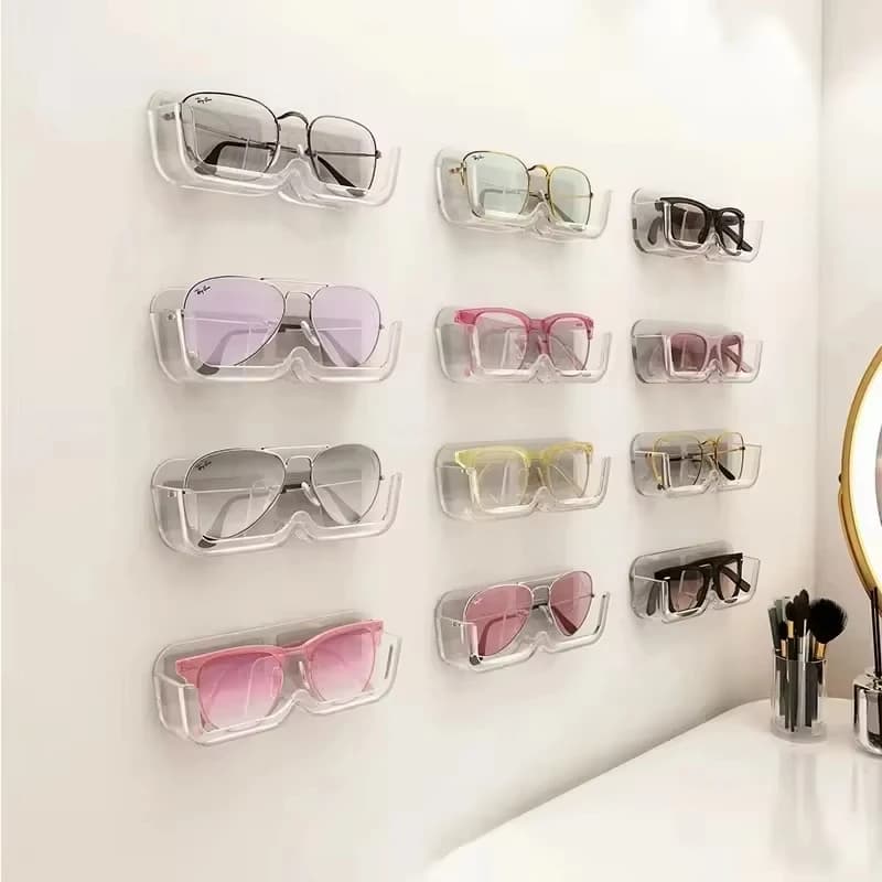 1/2/4/8PCS Wall Mounted Glasses Storage Box Punch-free Self-adhesive Glass Display Cabinet Glasses Storage Sunglasses Organizer