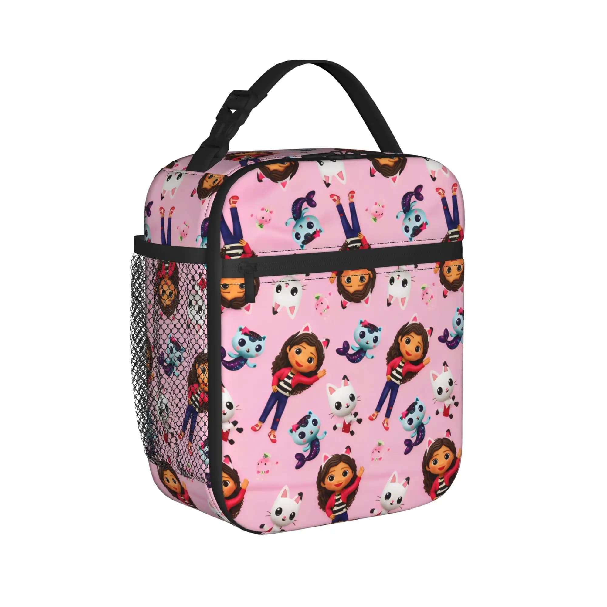 Borsa Termica per Pranzo con Isolamento Termico a Tema Cartoon Gabbys Dollhouse, per Picnic, Contenitore Portatile per Bento, Scatola Termica per Alimenti