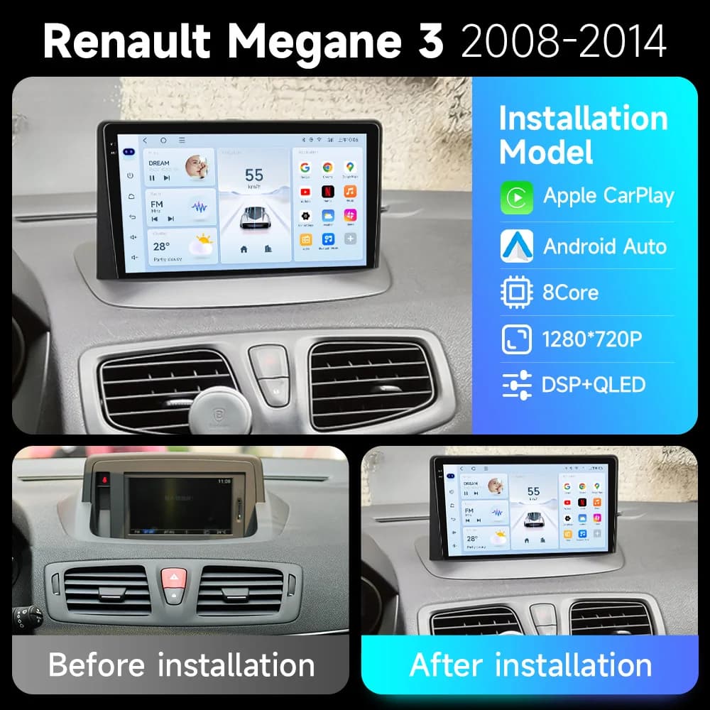 JIUYIN Android GPS Autoradio Per Renault Megane 3 Fluence Samsung SM3 2008 - 2014 Stereo Lettore Video Multimediale DSP CarPlay