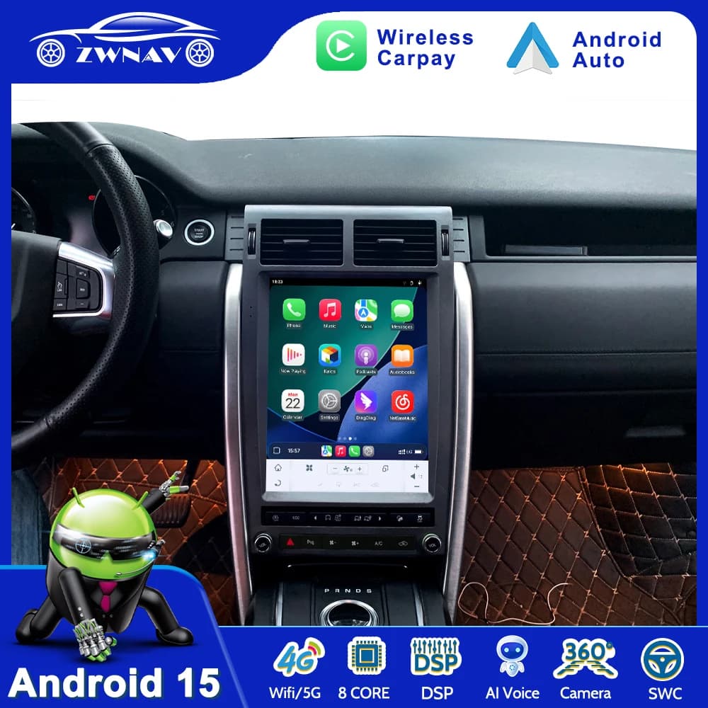 Android 15 Car Radio For Land Rover Discovery Sport 2016-2020 L550 Stereo Carplay GPS Navigation 121" DSP Tape Recorder Headunit