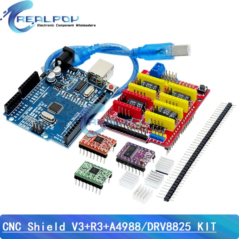 3D printer for CNC Shield V3 engraving machine + driver expansion card 4 pieces DRV8825 or A4988 for Arduino for UNO-R3 with USB cable