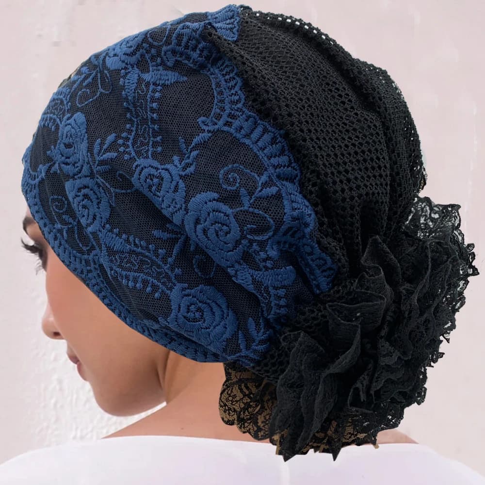 Musulmano Sotto Sciarpa Cappello Cancro Chemio Cappelli Turbante mujer Ricamo Turbante Cap per le donne Estate Traspirante Avvolge la testa Cofano