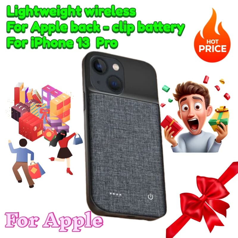 Per Apple Back - Batteria con clip per iPhone 13 Pro Custodia per telefono Power Bank con clip posteriore con supporto