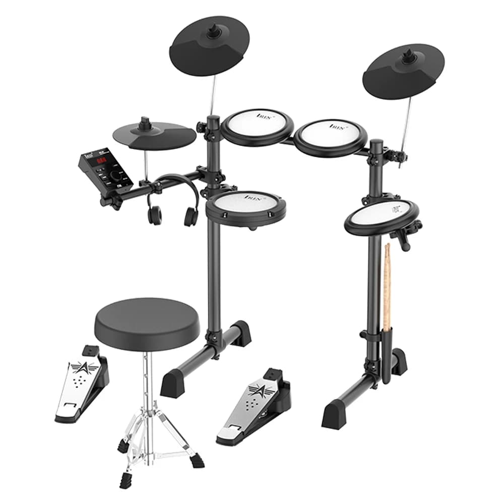 IRIN ND-08 Kit batteria elettronica Cuscinetti in silicone a rete 5 batteria 3 piatti Bluetooth MIDI Silent Studio Essential