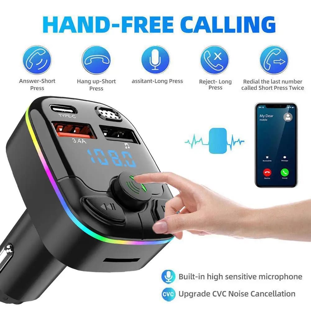 Trasmettitore FM Bluetooth 5.0 per Auto 2026, Adattatore Wireless con Microfono, Ricevitore Audio, Lettore MP3, Doppio Caricatore USB Rapido, Accessori Auto