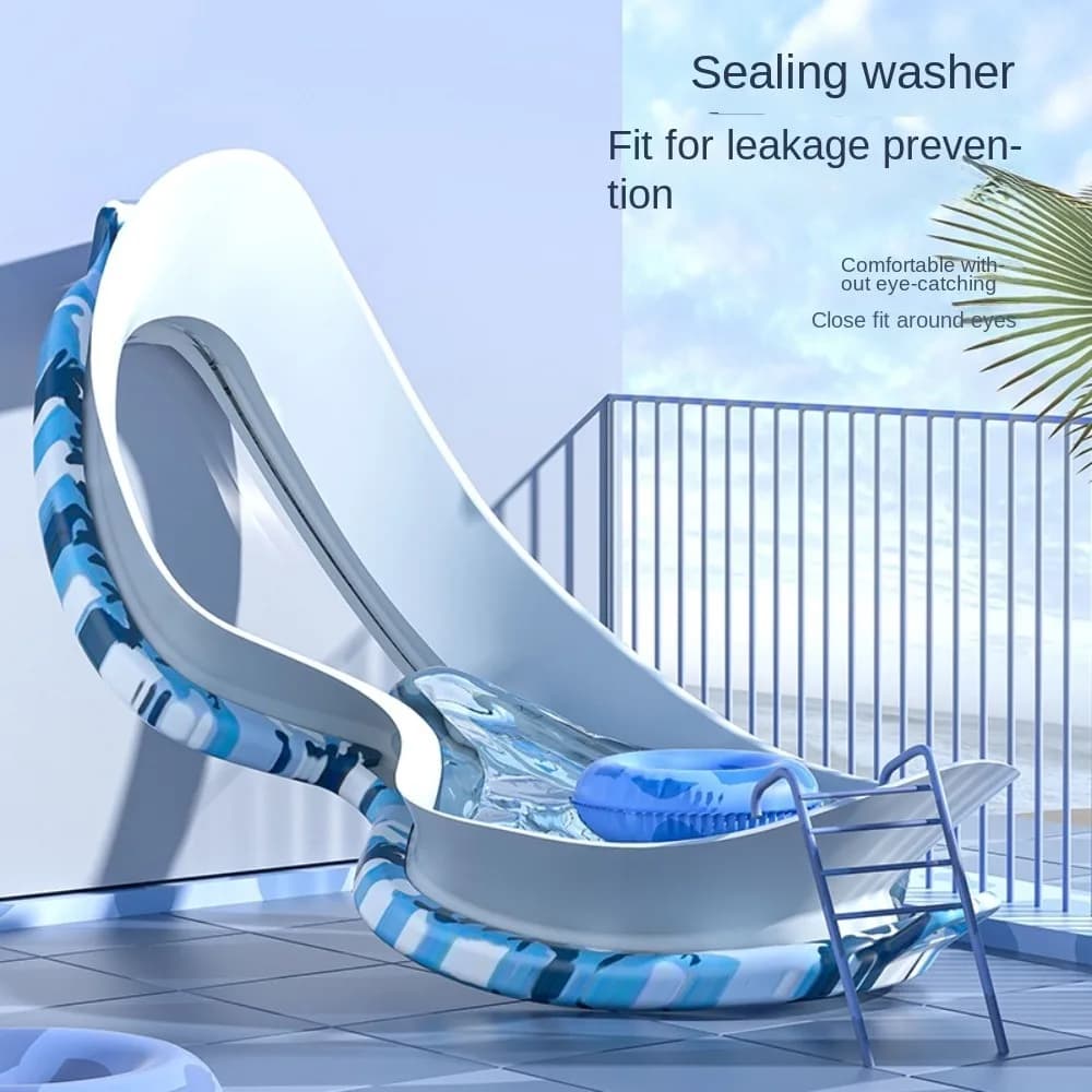 Swimwear with big frame Anti-fog with earplugs Swimwear Lively colors Large-view diving glasses Children's set