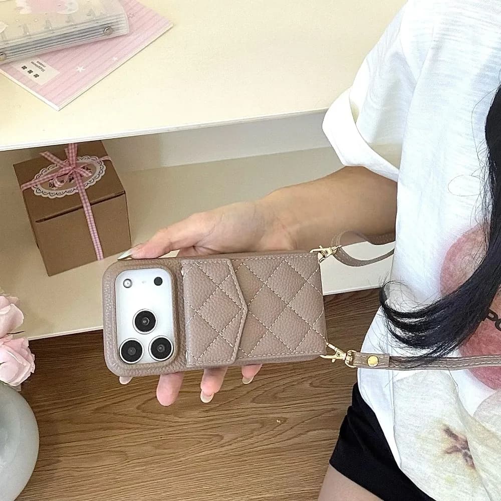 Multifunctional crossbody leather wallet phone case, suitable For iPhone 17 16 15 14 ProMax phone case card holder