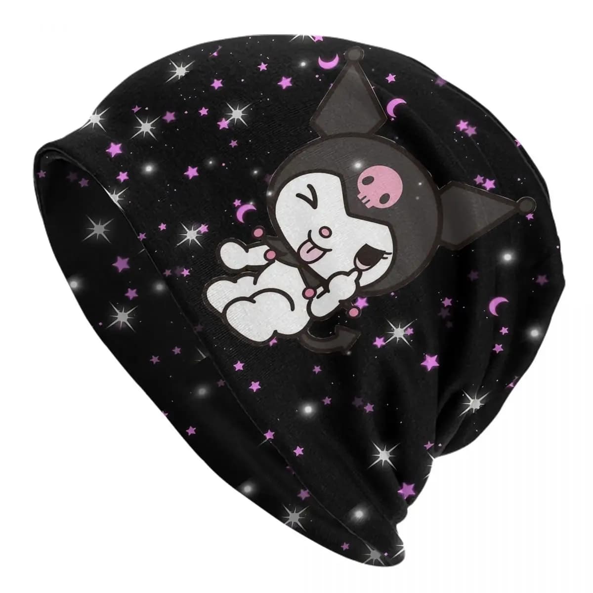 Stile giapponese Kuromi Skullies Berretti Cappelli Anime Casual Uomo Donna Berretti da esterno Caldo avvolgere la testa Cappello a cuffia