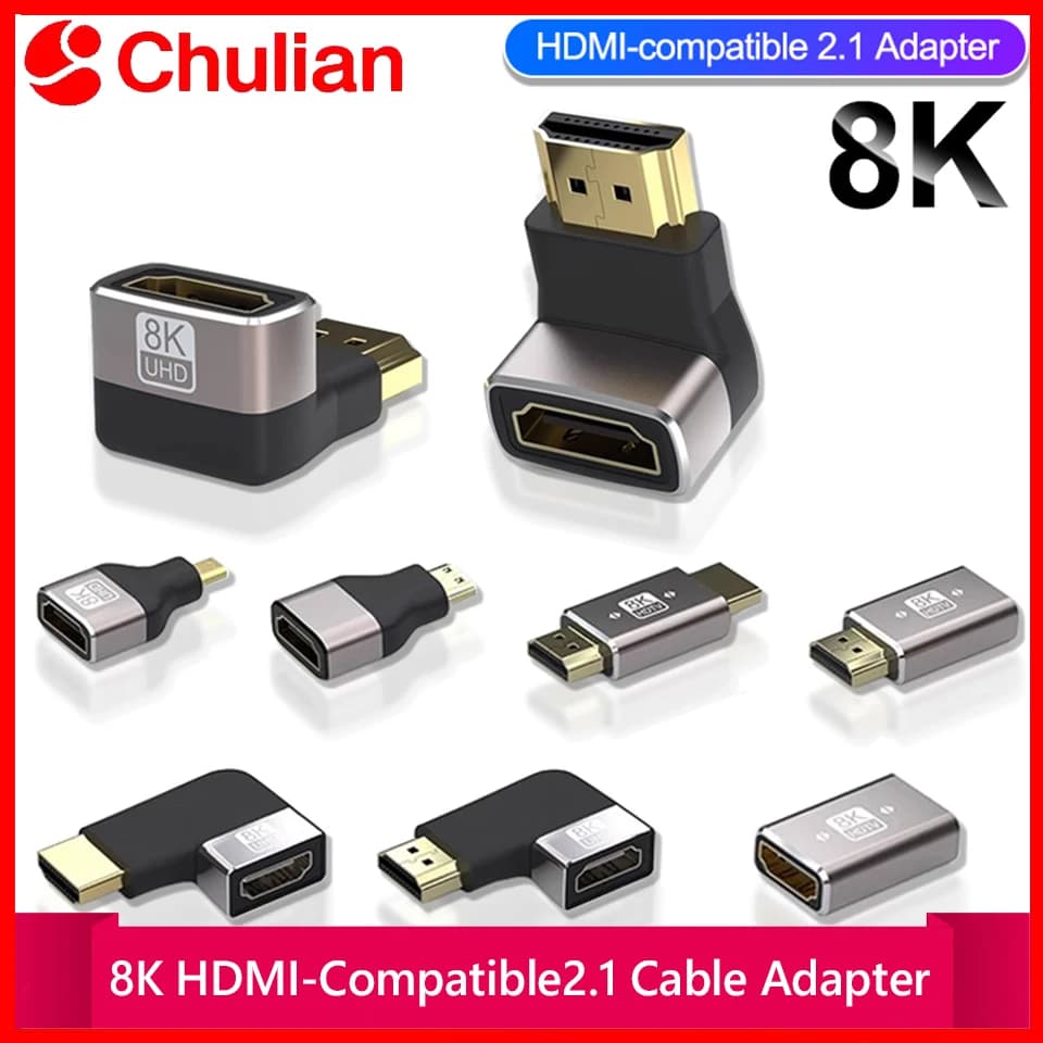 Cavo Adattatore HDMI 2.1 8K Compatibile, Connettore Angolare a 90 Gradi Maschio-Femmina, Estensore HDTV per TV, PS5, Xbox, PC, Laptop