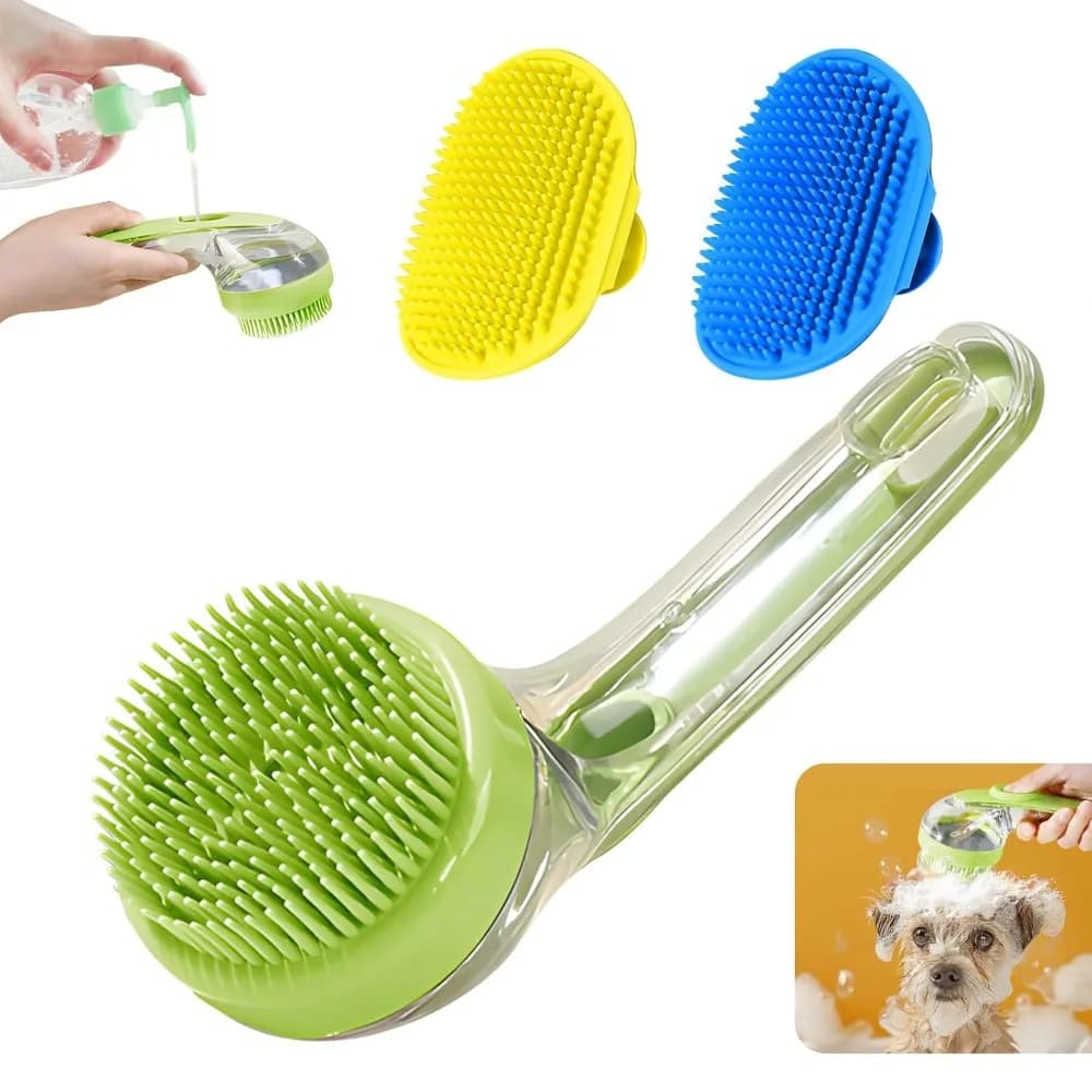 Spazzola da bagno per cani da 3 pezzi, scrubber per cani per il bagno, spazzola per shampoo per cani, creatore di bolle, rondella per zampe di cane, spazzola per massaggio per toelettatura di cani con Adju