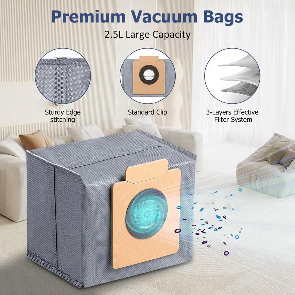 A91P Confezione da 12 accessori di ricambio per aspirapolvere robot Sacchetti per la polvere e panni di ricambio per Eufy X10 Pro Omni