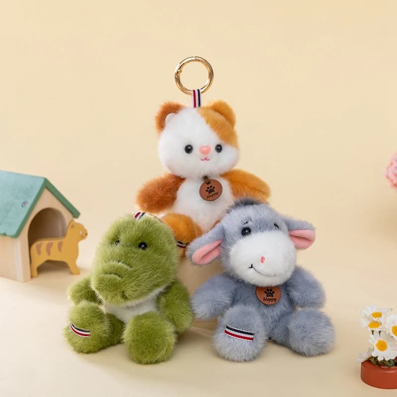 Portachiavi in peluche da 15 cm con simpatici animali dei cartoni animati: leone, bradipo, scimmia, orangutan, asino, husky, coccodrillo - Piccoli regali