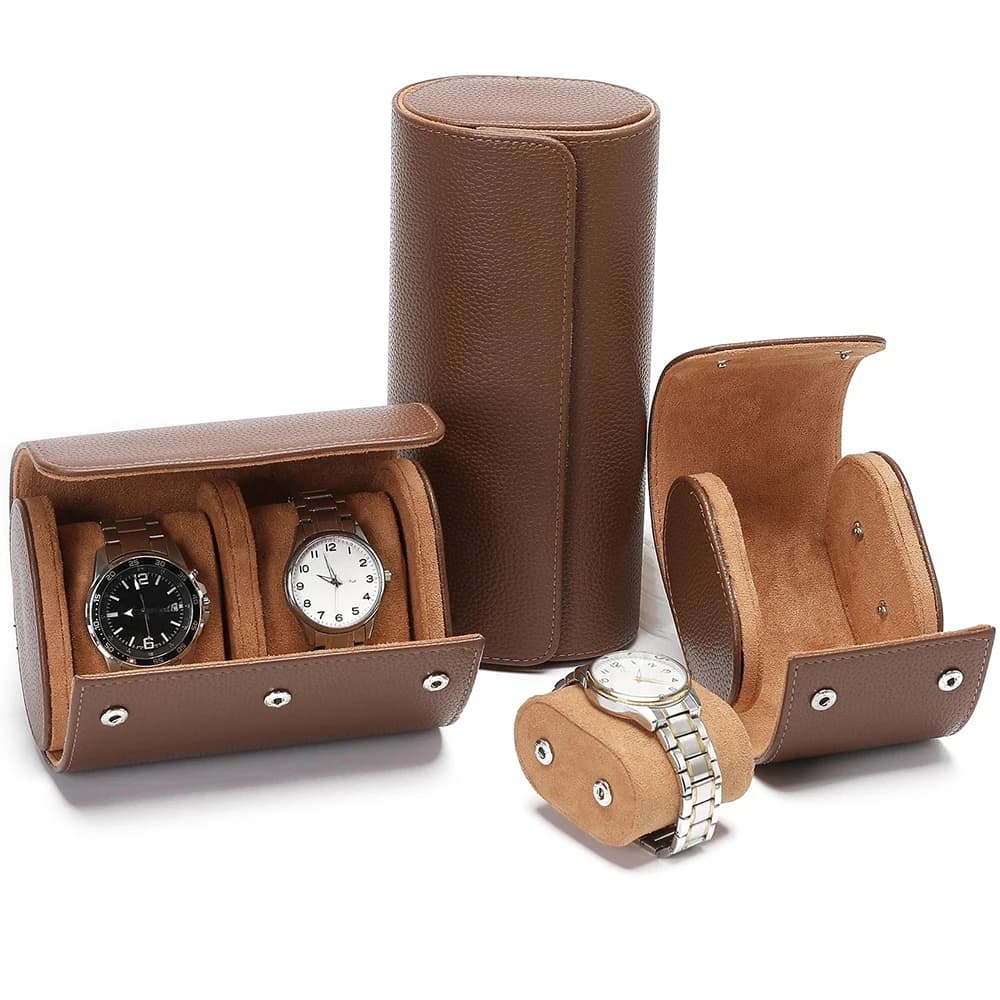 Custodia da viaggio di lusso in pelle PU per orologi, organizer per orologi da uomo con 1/2/3 scomparti, espositore per orologi