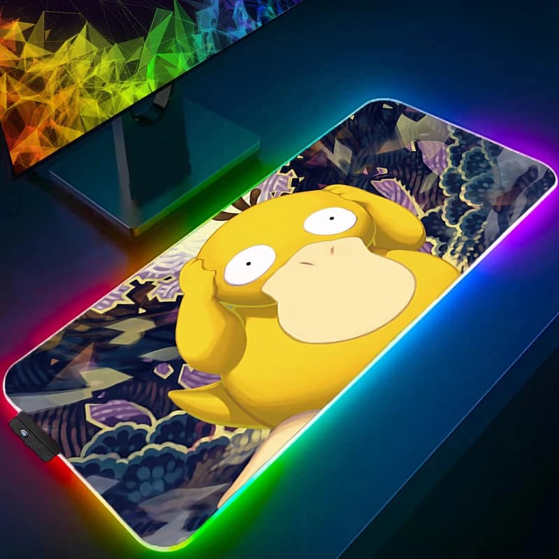 LED 90x40cm Backlit Mouse Mat P-Pokemon Psyduck Game Accessories XXL Computer Keyboard RGB alfombrilla xxl Mousepad