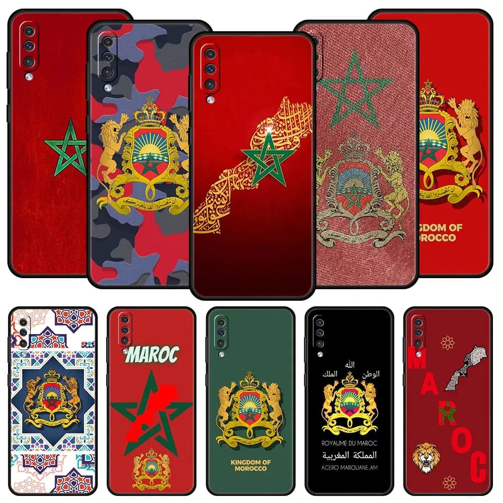 Cover per Telefono con Bandiera Marocchina e Passaporto del Marocco per Samsung A56 A36 A26 A34 A17 A16 A06 A14 A12 A54 A72 A22 A52 A50 A40 A32
