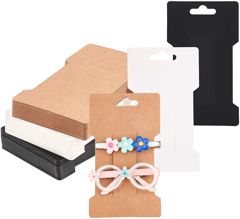 50 pz 11.5 x6.6cm Paprer fermaglio per capelli Display Card Bow Holder per Barrettes imballaggio gioielli Packaging Stand accessori Business