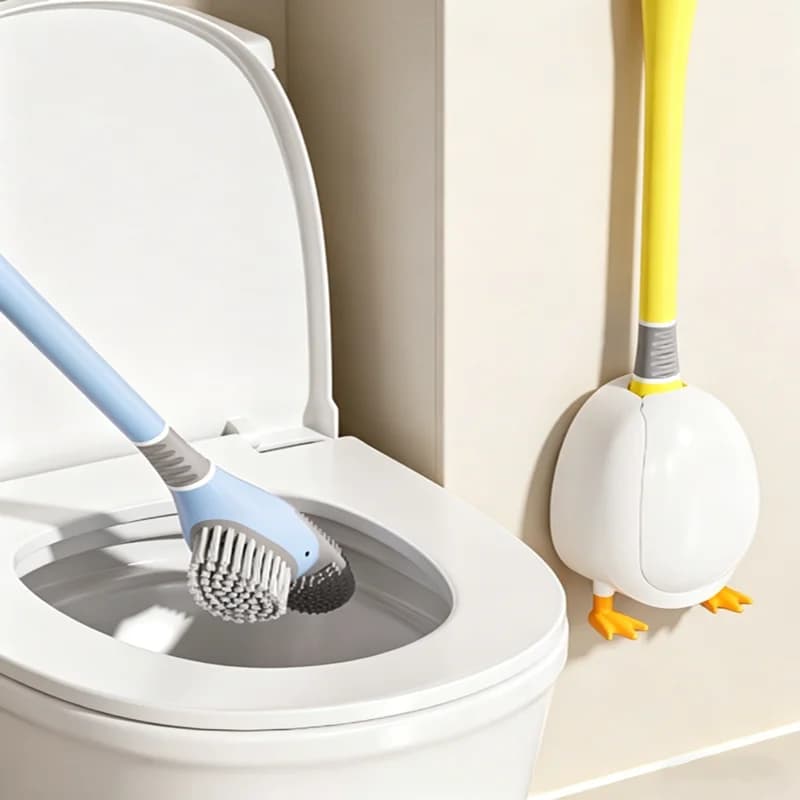 Set di 1 Spazzola per WC in Silicone a Forma di Paperella Subacquea con Base, Set per la Pulizia del Bagno di Casa
