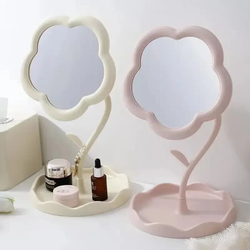 Creative flower-shaped mirror for table vanity makeup decor, ideal for bedroom table wall display