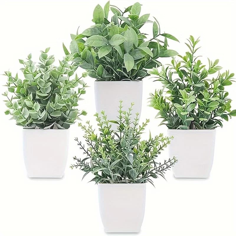 4 pezzi di simulazione bonsai, piante in vaso di verdure artificiali, piante finte per la decorazione della casa del bagno del soggiorno della camera da letto della fattoria