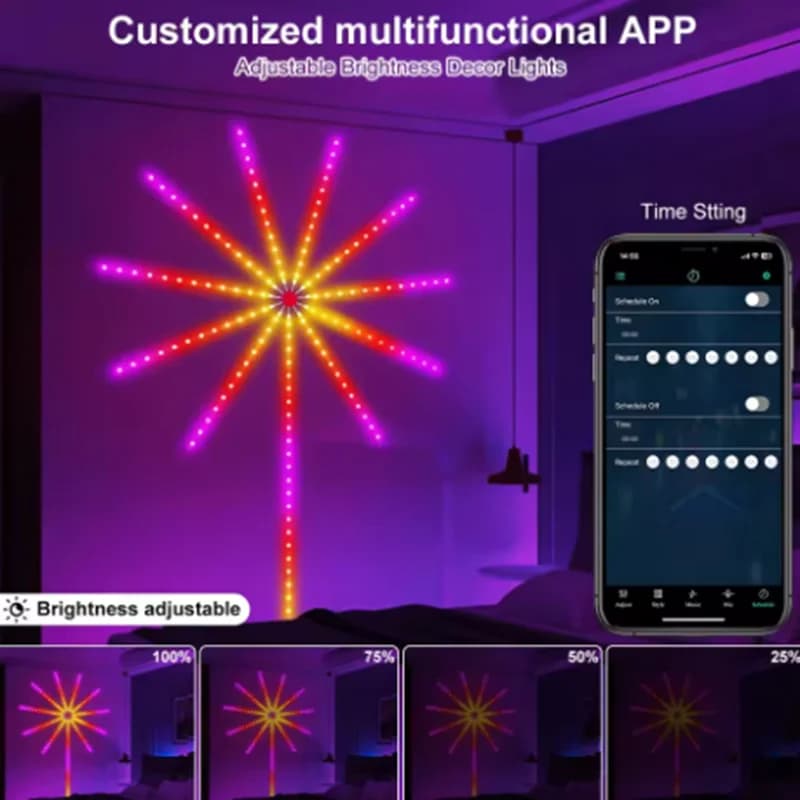 NEW DC5V USB RGBIC Firework Neon LED Strip Bluetooth APP Control Music Sync for Christmas Party Bedroom Home Decoration Lighting