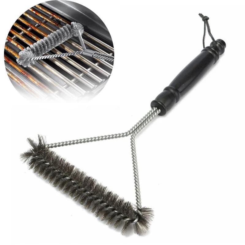 Barbecue Grill Cleaning Tools Long-handled Curling Brush Outdoor Grill Stainless Steel Bristles Suitable for Charcoal Grilled