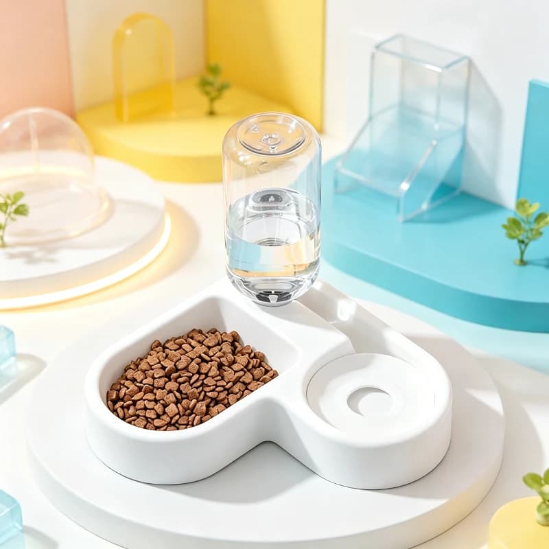 Automatic Drinking Love Pet Bowl Moisture-proof Cat Bowl Dog Basin Dual-use Multi-functional Drinking Feeding Pet Accessories