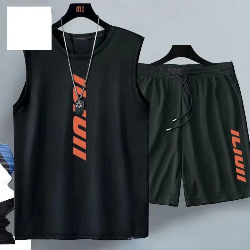 Abbigliamento estivo da uomo Moda casual tuta da basket abbigliamento sportivo da strada 2 pezzi traspirante T-shirt a maniche corte + set di pantaloncini da jogging
