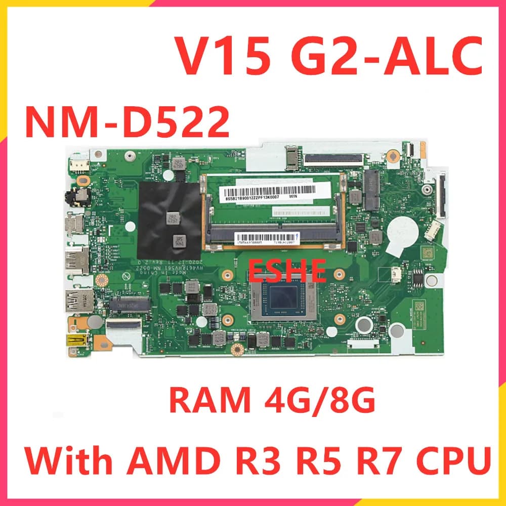 Per Lenovo Ideapad V15 V14 G2-ALC Scheda Madre Del Computer Portatile NM-D522 Con R3 R5 R7 CPU 4G 8G RAM DDR4 5B21B90012 5B21B90014 100% test ok