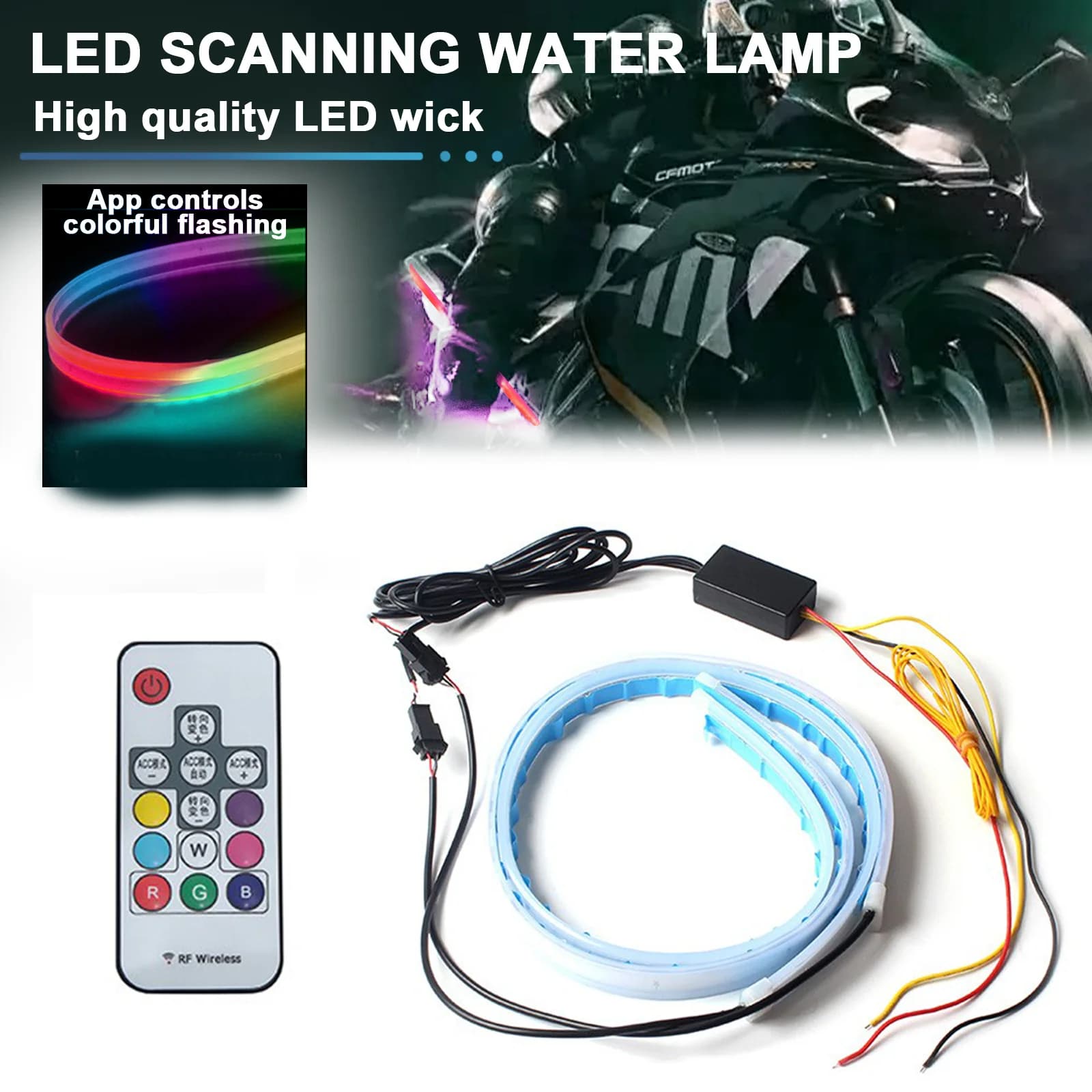 RGB APP LED Atmosfera per moto Luce per piedi Telecomando Flessibile Impermeabile Controllo del suono 12V Striscia decorativa per moto