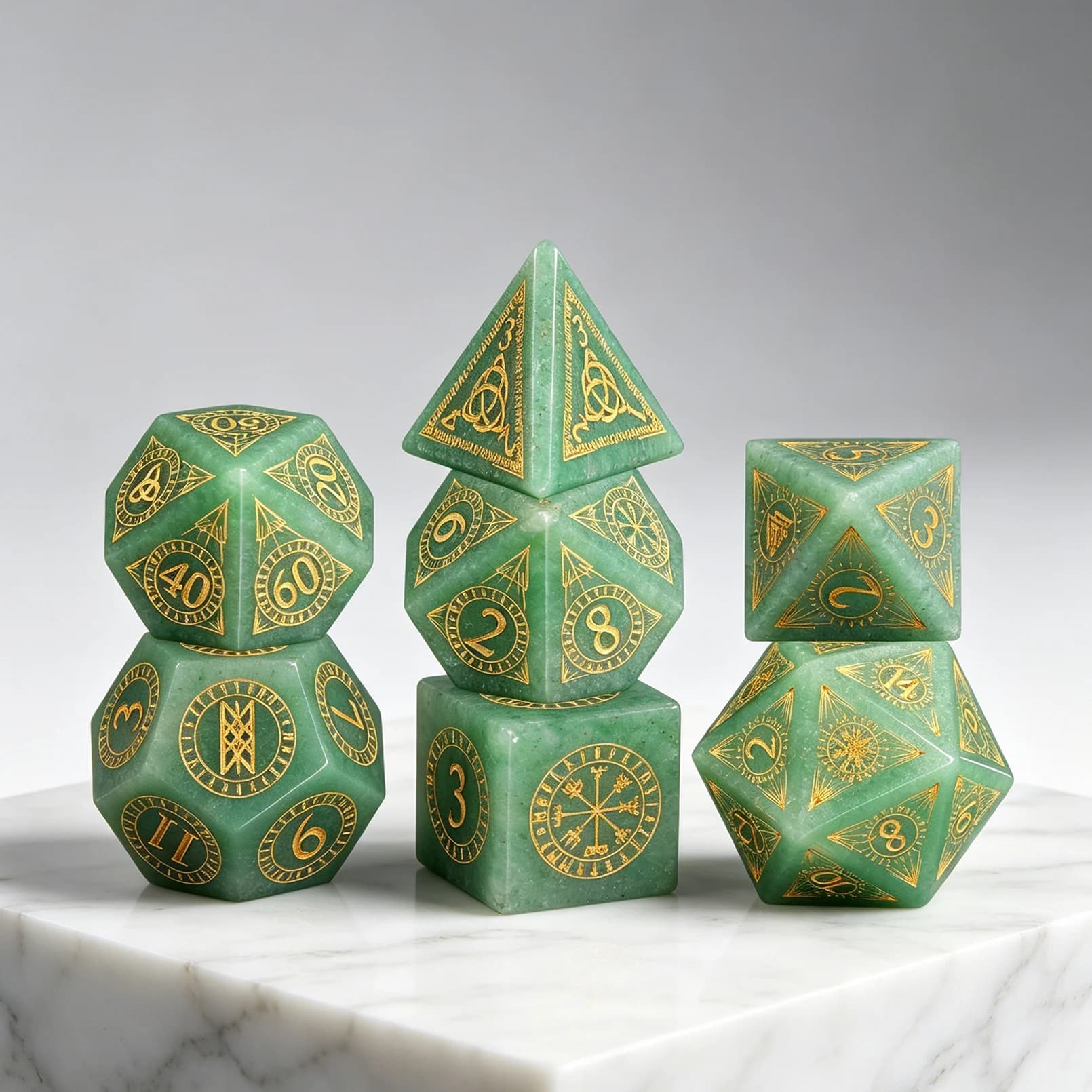 Luxury 1PCS Jade Gemstone Pattern DND Dice Eco-Friendly Custom Hand-Carved Polyhedral RPG Dice Set