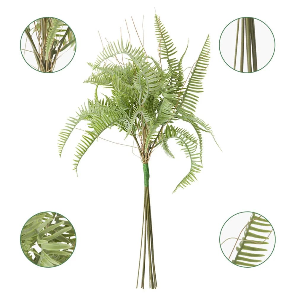 Realistic Artificial Fern Leaves Decor Premium Safe Flexible Material Green Plants Interior Decoration for Home Office Farmhouse