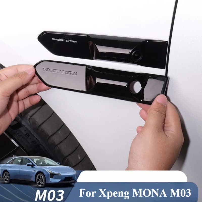 Car Leaf Board Camera Protective Cover Blackened Side Door Sticker Modified Black Warrior Decoration For Xpeng MONA M03