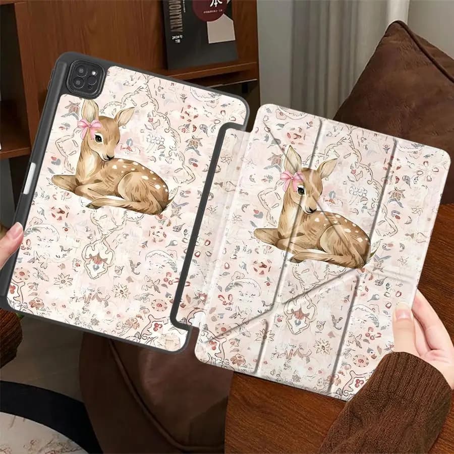 Holder Cover Tablet Case For iPad Pro 2025 Mini 6 7 Air 4 5 M3 M2 M4 11inch Pro 11th 10th 9th 8th 7th 12.9inch Cute Deer