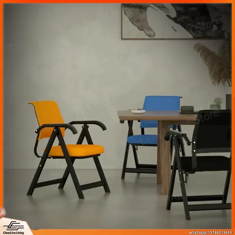 Ergonomic Folding Office Chair Adjustable Height and Backrest Desk Chair for Long Sitting Study Meeting Gaming Training Home