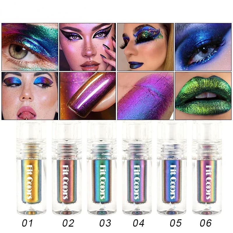 6 colori lucido metallizzato lucido viso decorazione ombretto liquido lucidalabbra rossetto camaleonti ottici trucco con pigmenti glitter per occhi