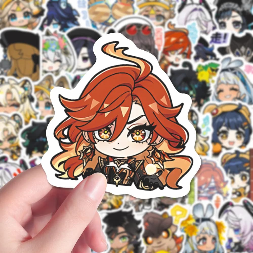 160 Pezzi Adesivi Emoji Carini Versione Q Genshin Impact, Decalcomanie Fai-da-te a Tema Anime e Videogiochi per Custodie Telefono, Laptop, Notebook, Borracce