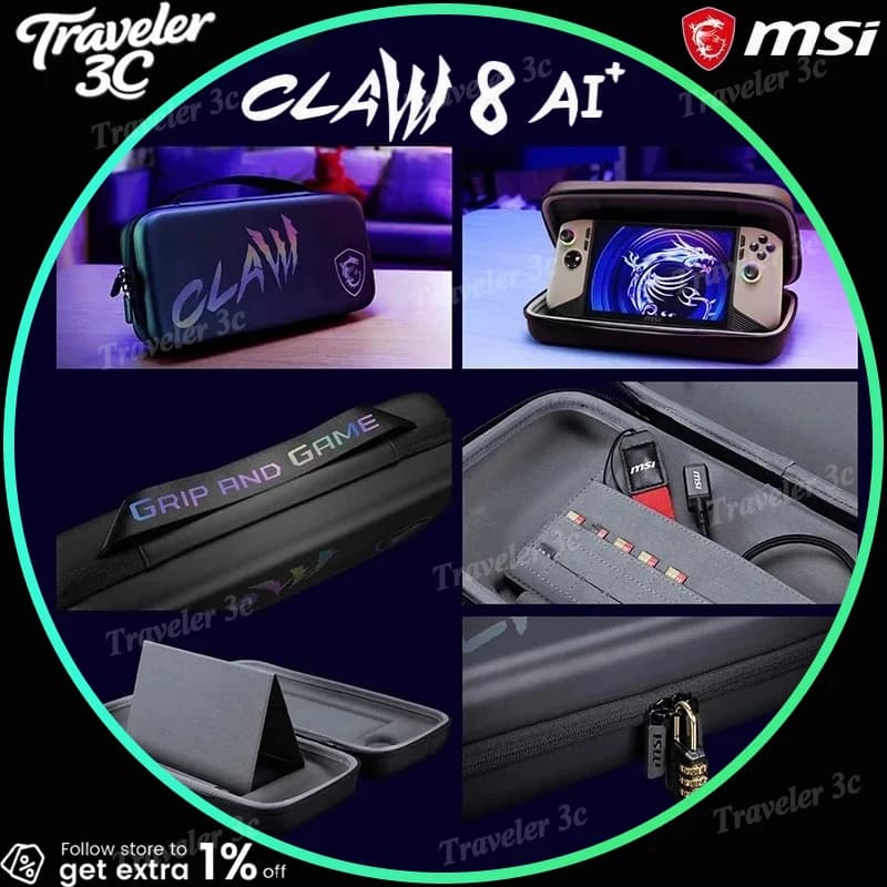 Borsa Portatile MSI Claw 8 per Console di Gioco, Custodia Protettiva da Viaggio Anti-graffio per Dispositivi Portatili da 8 Pollici, Borsa a Mano per Laptop