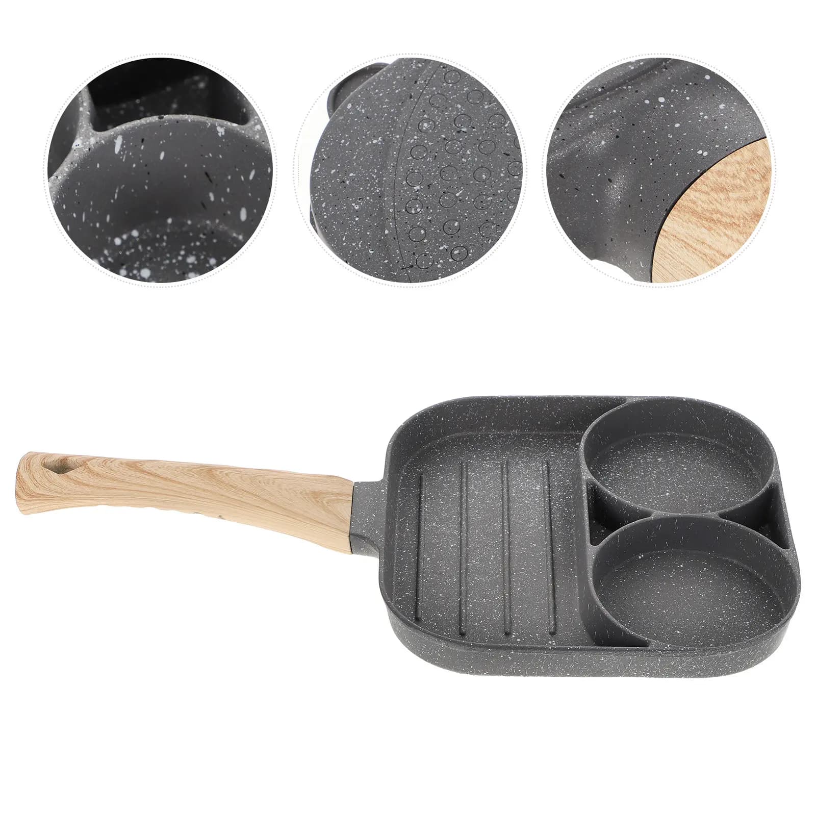 Padella Antiaderente per Uova, Mini Padella con Distribuzione Uniforme del Calore, Facile da Pulire, Design Diviso, Ideale per Omelette e Colazione