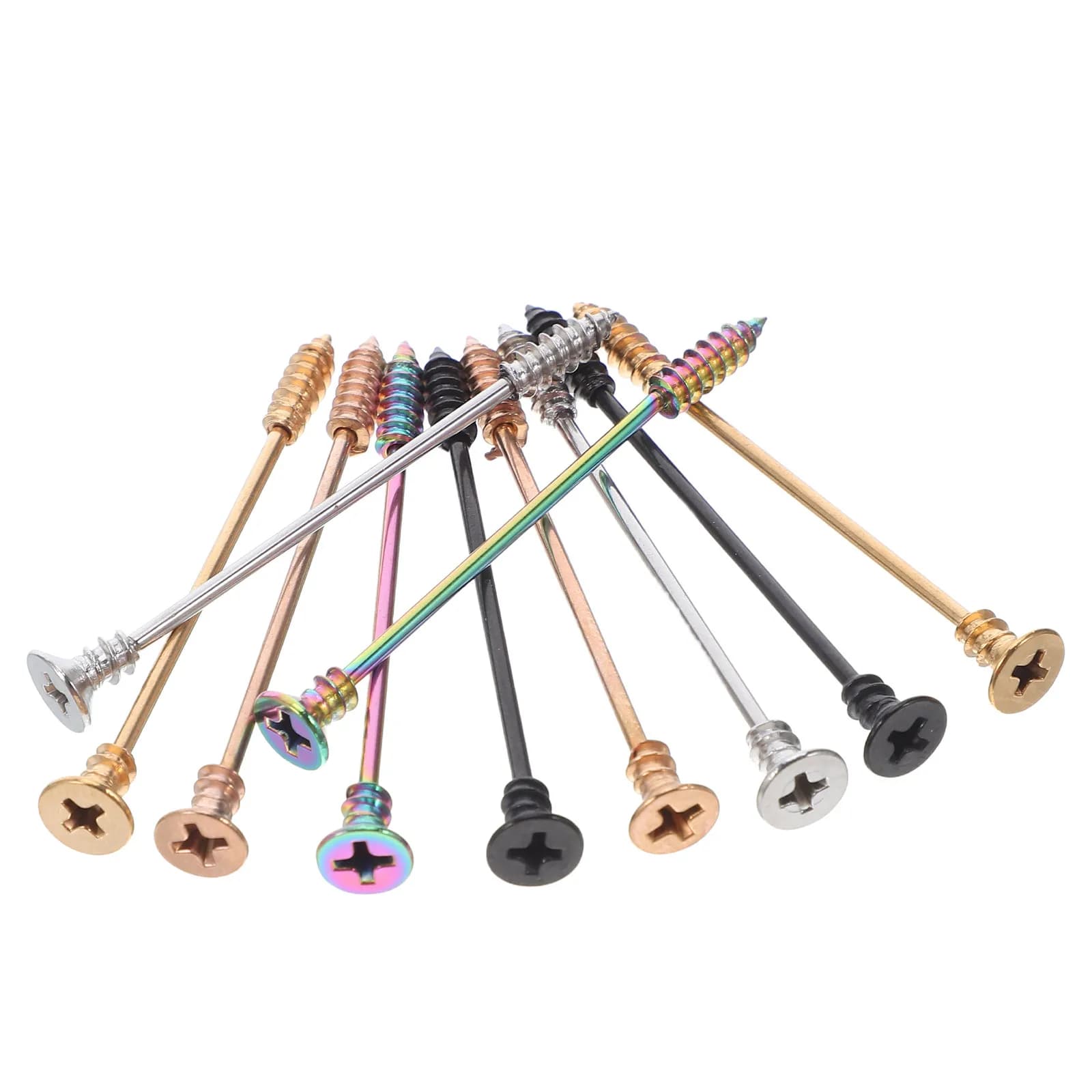 10Pcs Ear Bone Stud Earrings Stainless Steel Long Hypoallergenic Cartilage Screw Back Korean Fashion Men Women