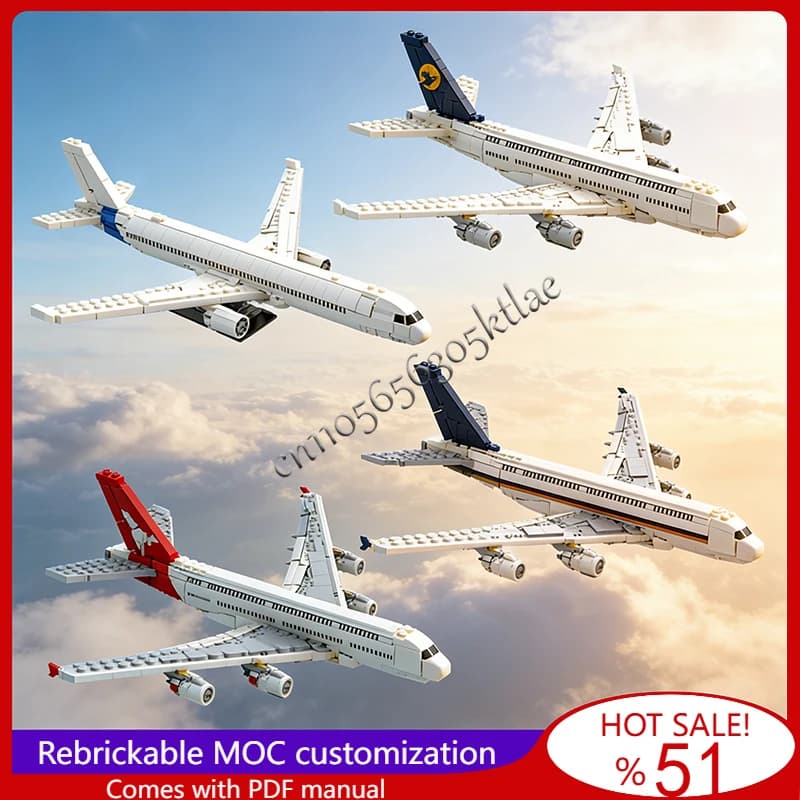 MOC Airlines A380 Aereo Modificare Edificio Parole Retrattili Blocco Modello Per Bambini Assemblaggio Educativo Set FAI DA TE Regali Di Natale