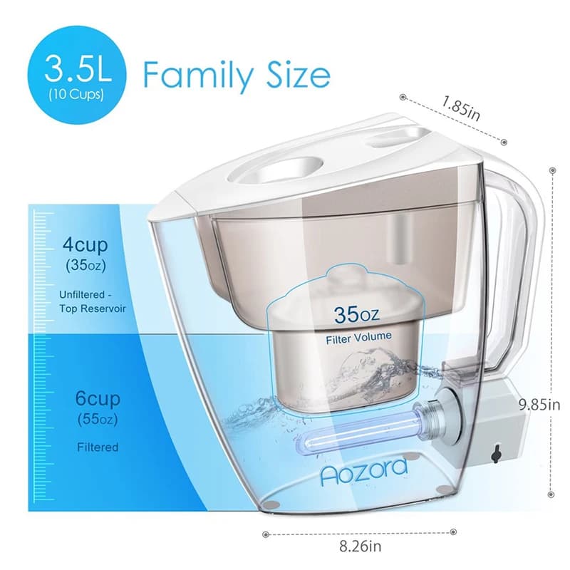 Brocca per acqua domestica a luce UV con cartuccia per brocca filtrante di ricambio per acqua potabile Bottiglia d'acqua alcalina sana