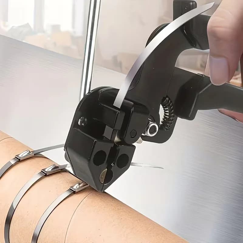 Pistola Tensionatrice per Fascette in Acciaio Inox, Strumento per Allacciatura e Taglio di Fascette Autobloccanti, Dispositivo per Imballaggio e Legatura per Uso Domestico
