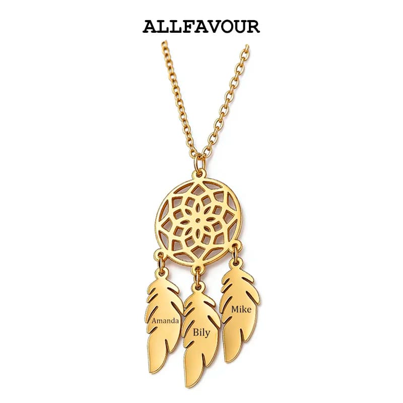 Fashionable Dreamcatcher Necklace Custom Engraved Name Pendant Stainless Steel For Women Sweet Birthday Anniversary Jewelry Gift