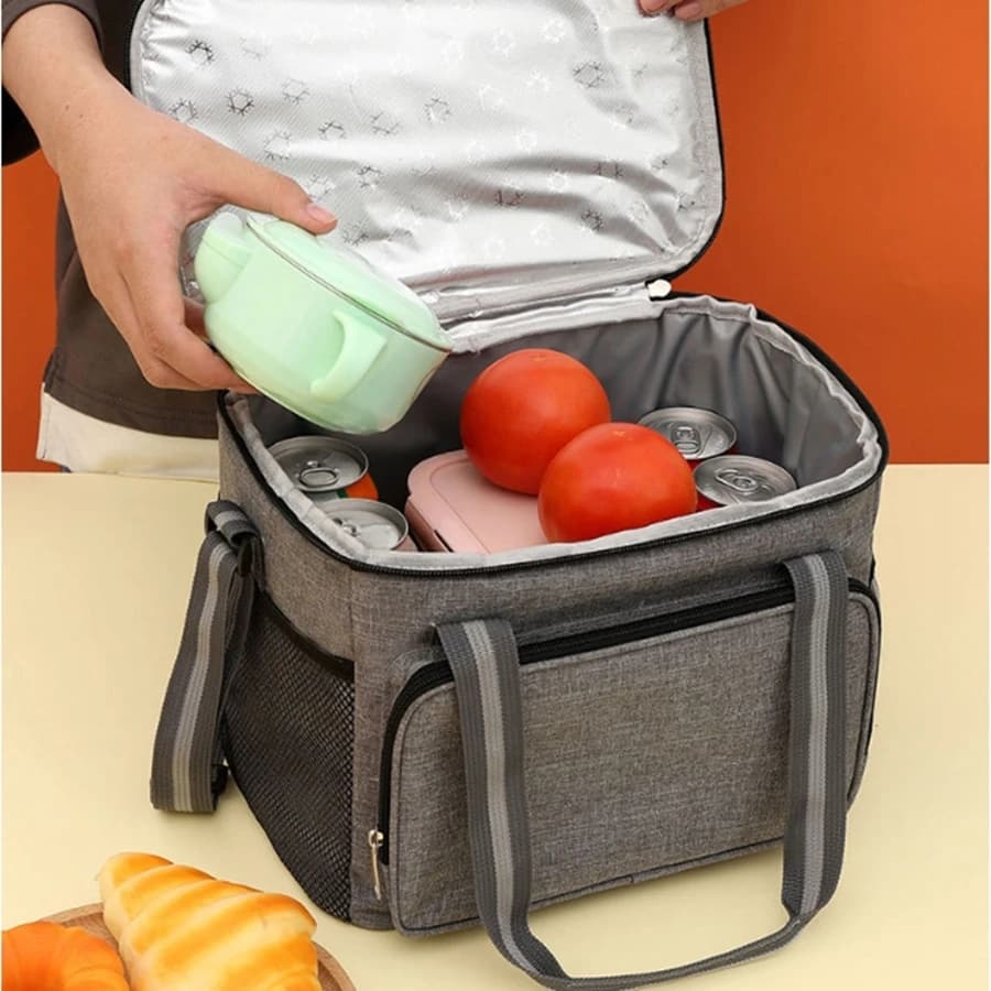 Borsa da pranzo termica portatile da 15 litri Scatola per alimenti Resistente impermeabile Dispositivo di raffreddamento per ufficio Scatola da pranzo Custodia isolata per ghiaccio Borsa da pranzo Oxford da campeggio
