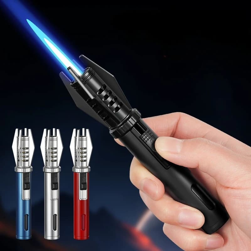 Nuovo sigaro tenuto in mano accendisigari riempito d'aria antivento butano campeggio moxibustione accenditore gadget da uomo pistola a spruzzo all'ingrosso