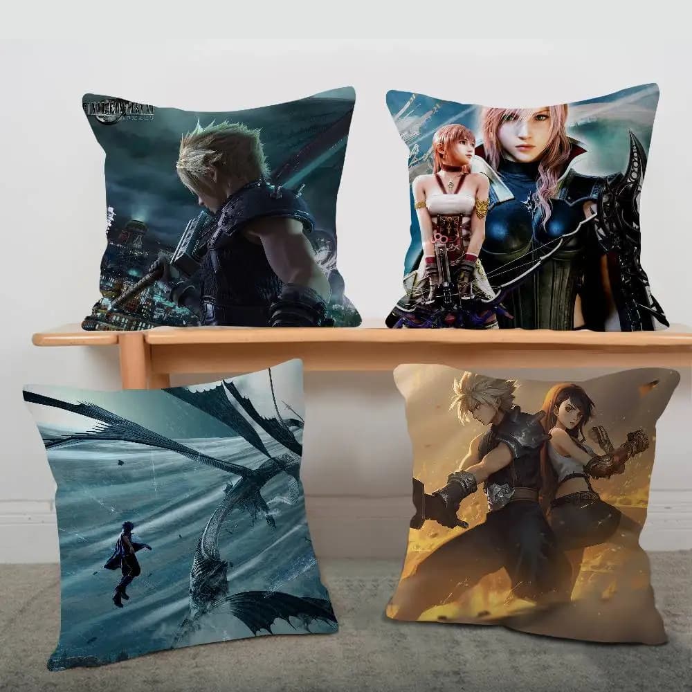 Cuscino Classico F-Final Fantasy Tifa, Cuscino Anime per Divano e Letto, Federa Decorativa 45x45 Cm alla Moda
