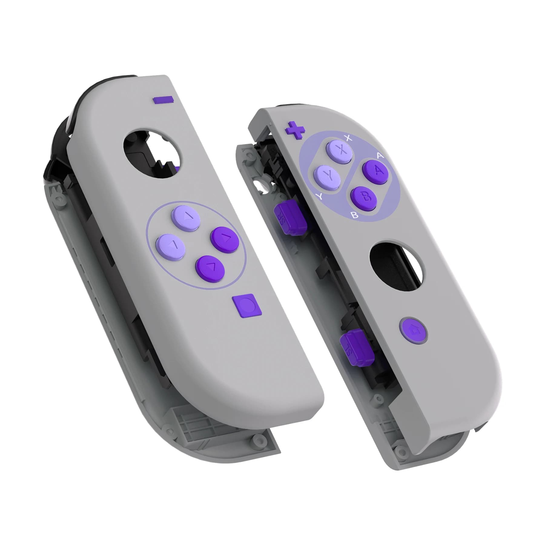 eXtremeRate Custodia Shell con set completo di pulsanti per NS Switch JoyCon e OLED - Stile classico SNES